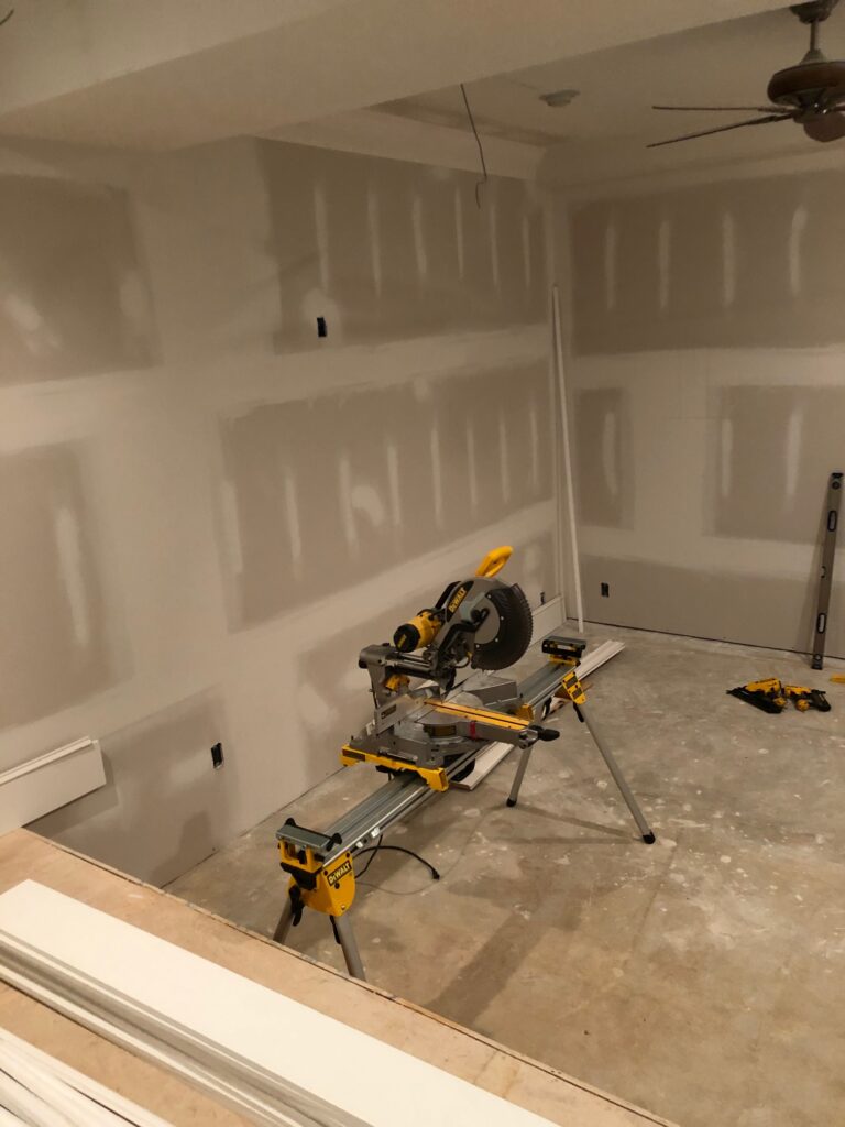 Drywall is in and trim work starts