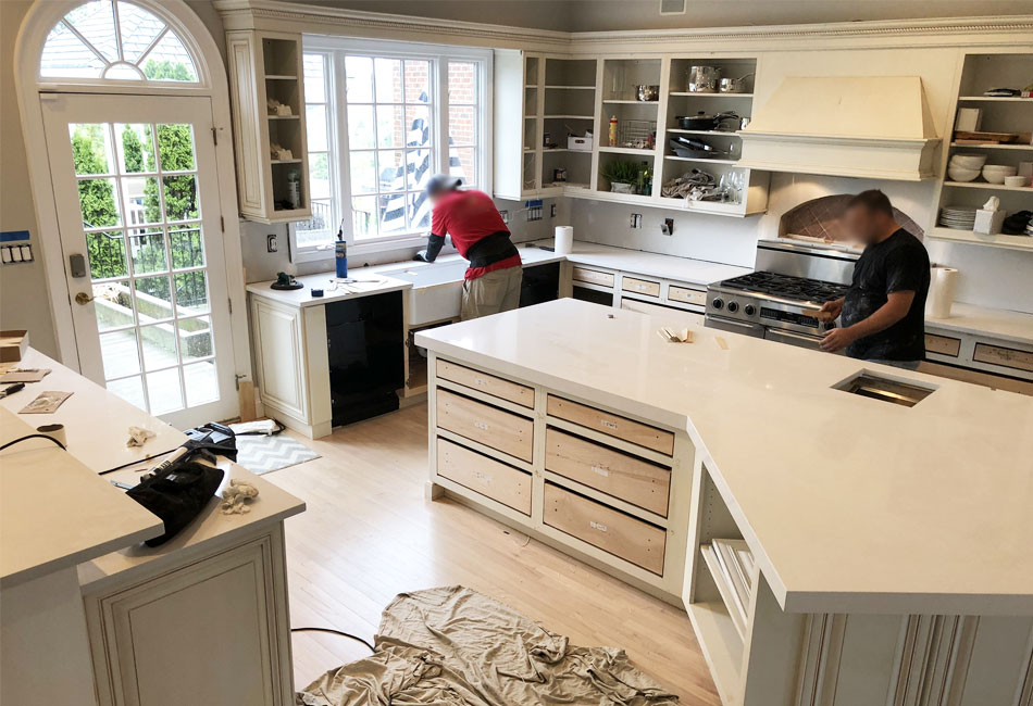 Countertop installation at The Arched Manor