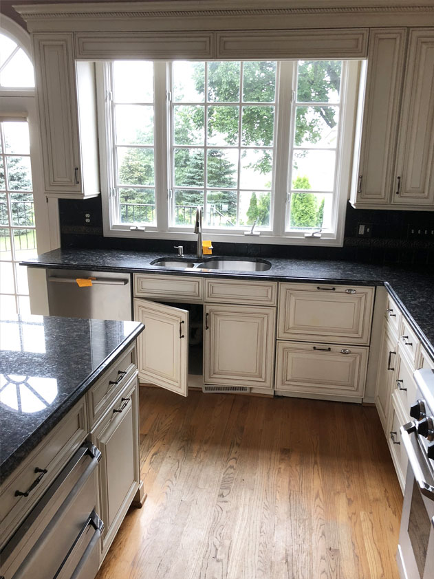 The old sink and cabinets at The Arched Manor