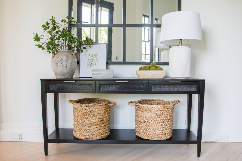 Console table with baskets deals and drawers