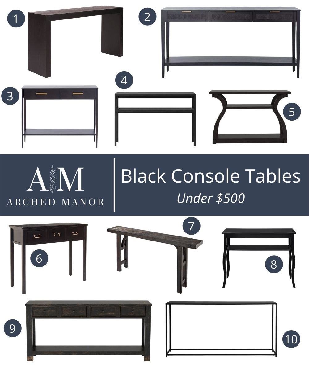 Black Console Tables Arched Manor