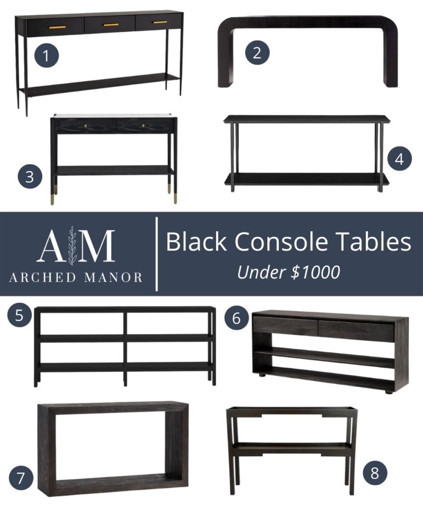 Black console tables under $1000.