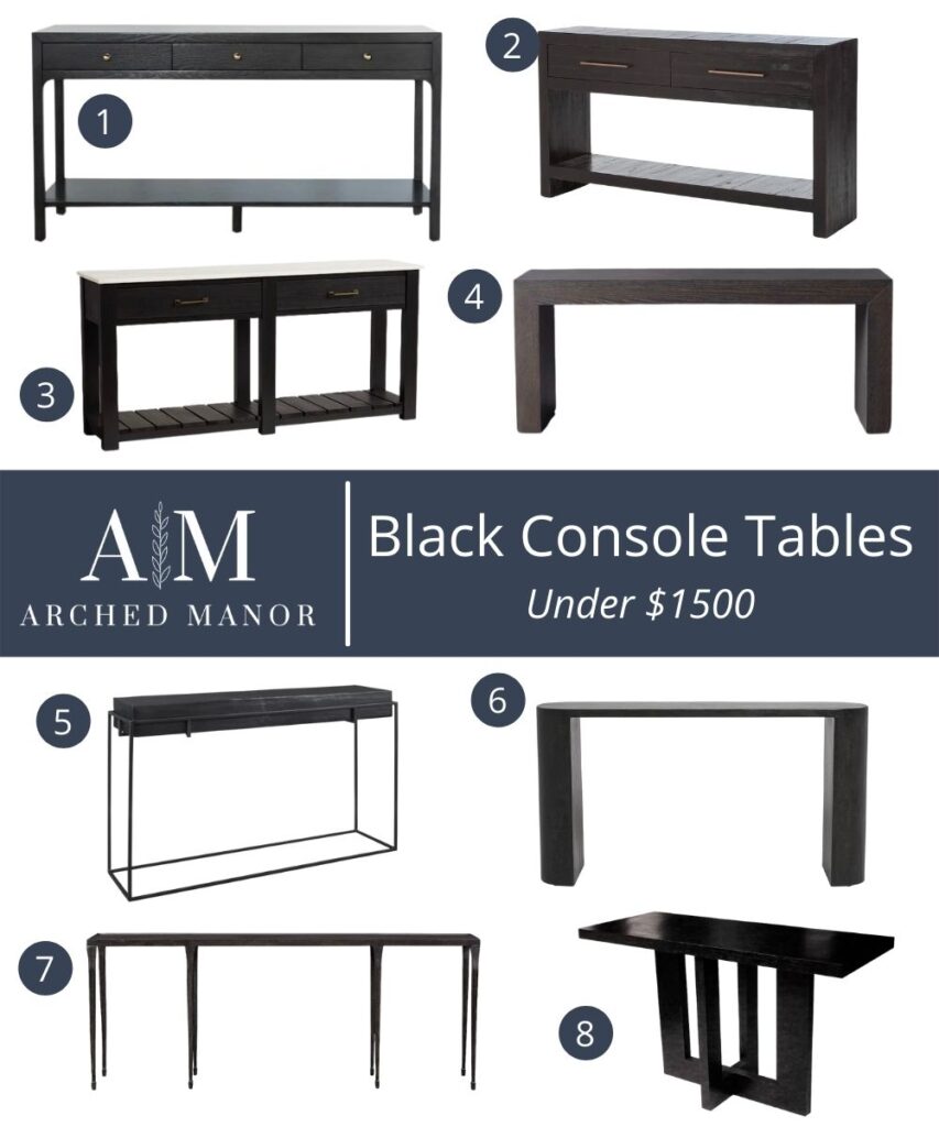 Black console tables under $1500.