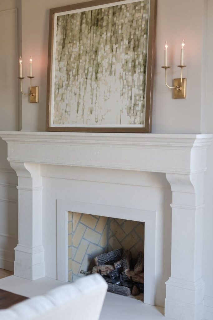 Dining Room Fireplace, cast stone fireplace