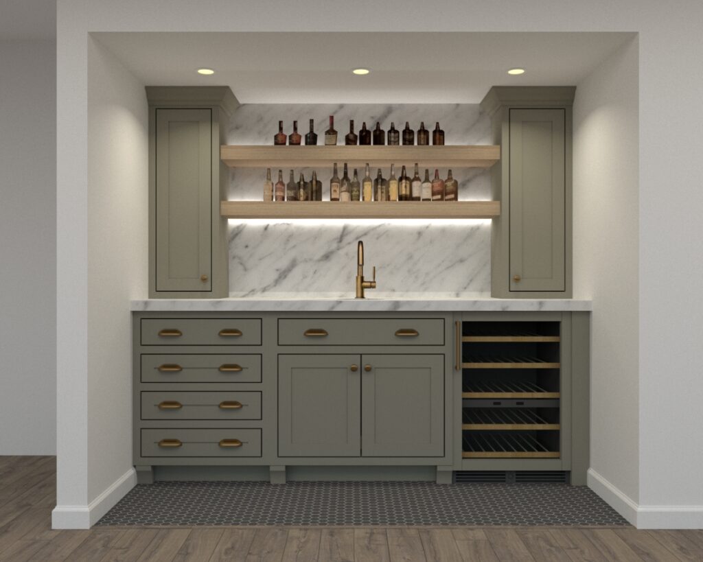 Brass Plumbing Wet Bar Shelves Design Ideas