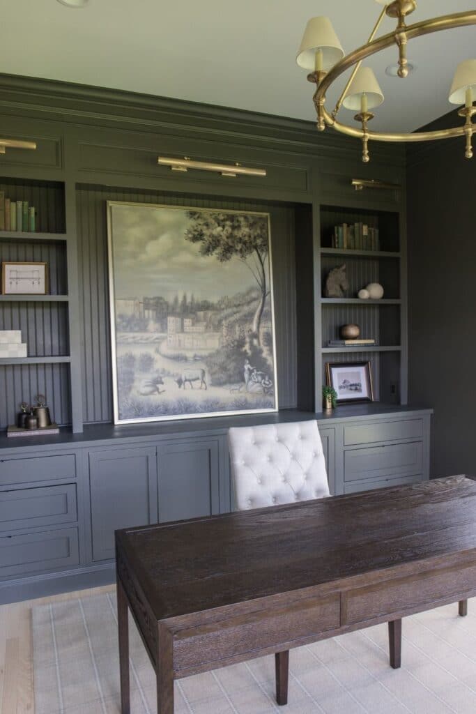 Home office renovation built-in shelves