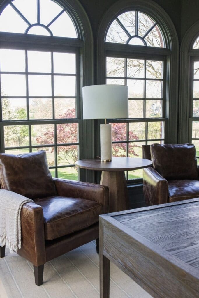 Arhaus Leather Chairs in Home Office