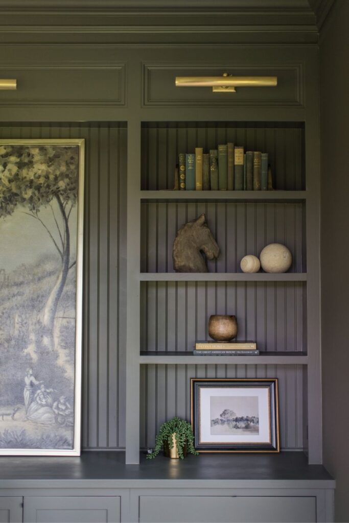 Home office renovation built-in shelves