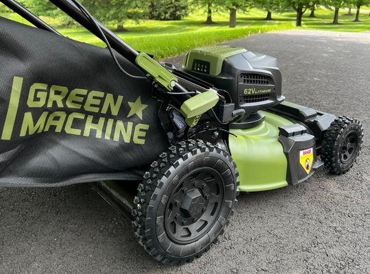 The Green Machine Lawnmower is a powerhouse!