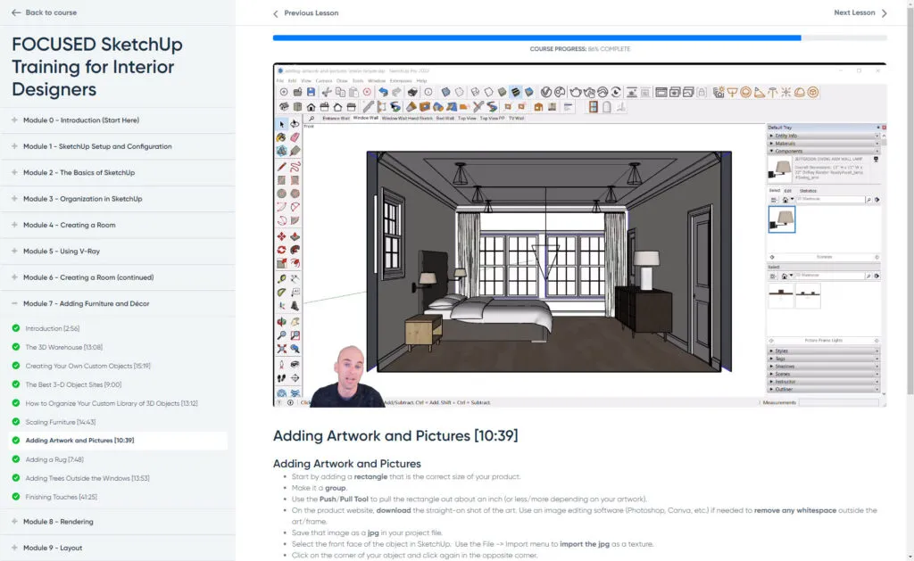 Course Screenshot of FOCUSED SketchUp