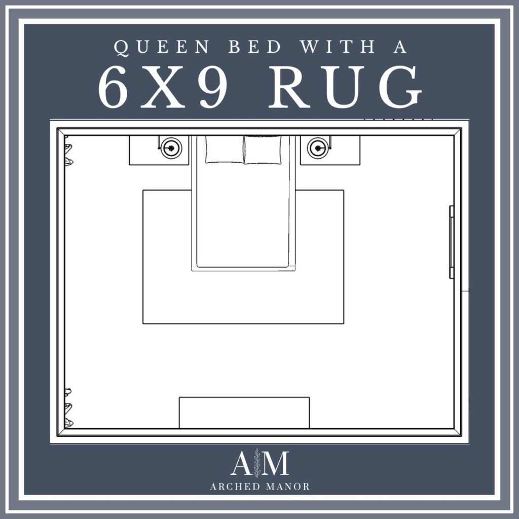 medium rug size for a queen bed