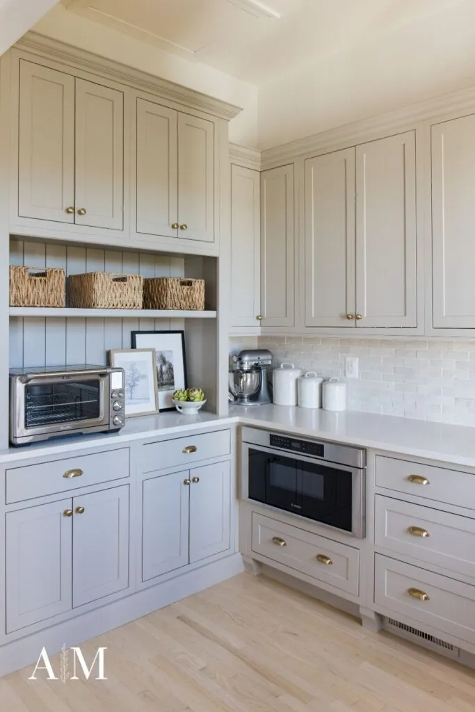Pantry with upper cabinets