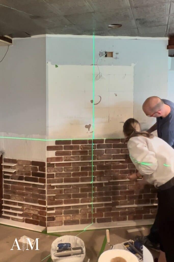 using a laser level to keep brick straignt