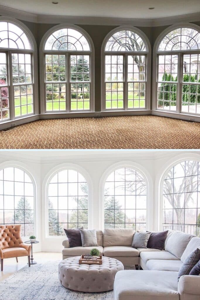 family room window replacement before and after