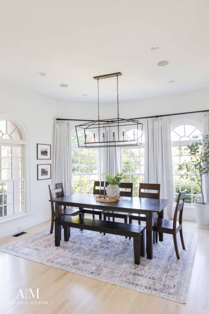 Linear chandelier height in breakfast room