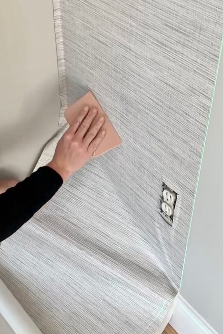 installing peel and stick faux grass cloth wallpaper