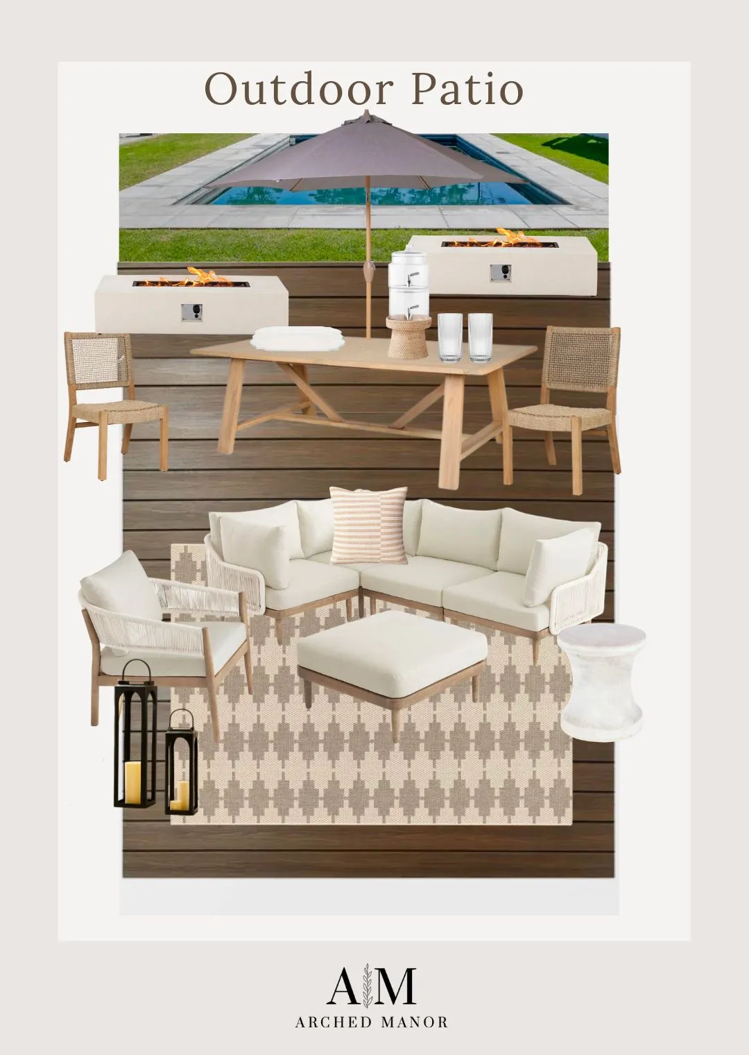 outdoor patio styling collage