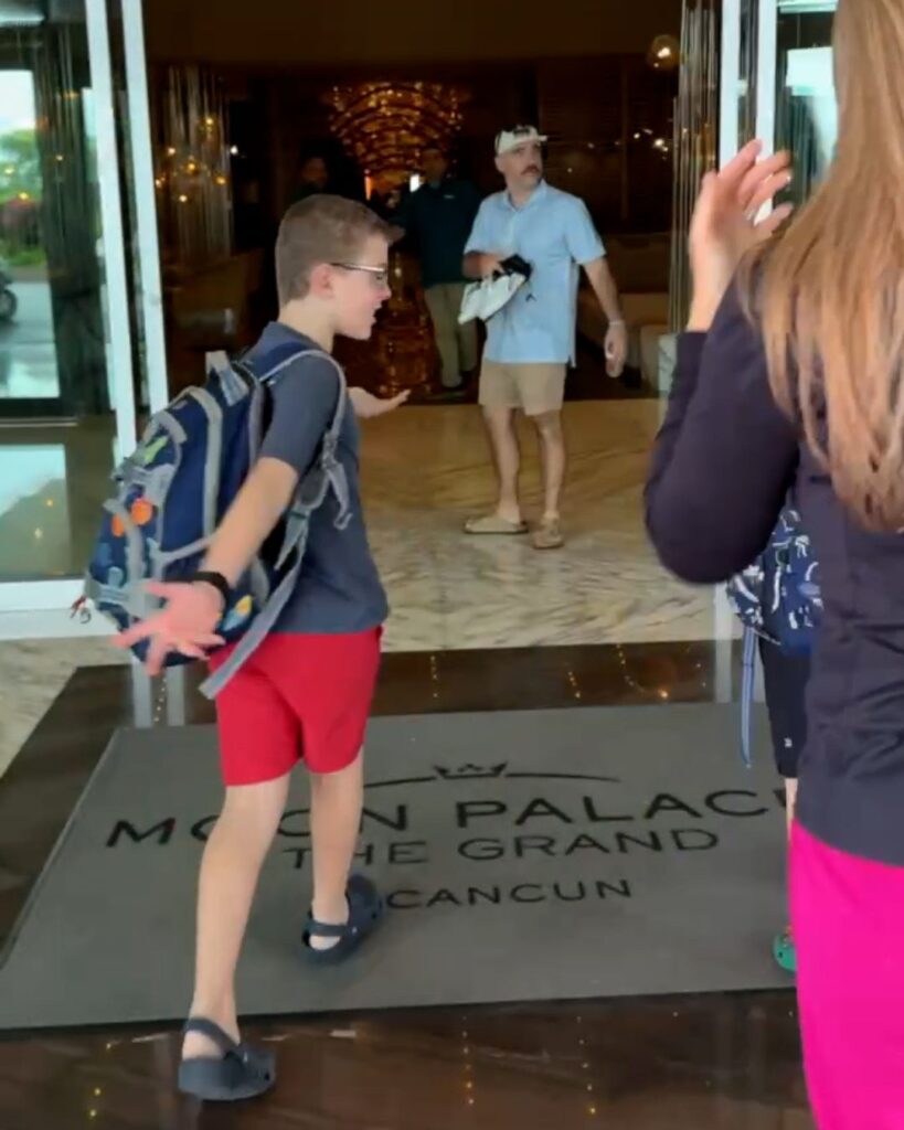 Tristan entering the main lobby at The Grand Moon Palace Resort