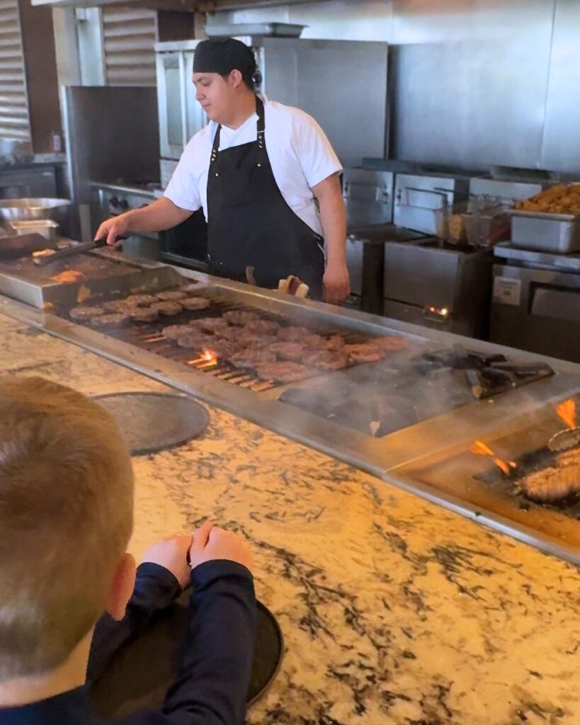True to it's name, The Grill has an enormous grill with burgers, chicken, salmon and more.