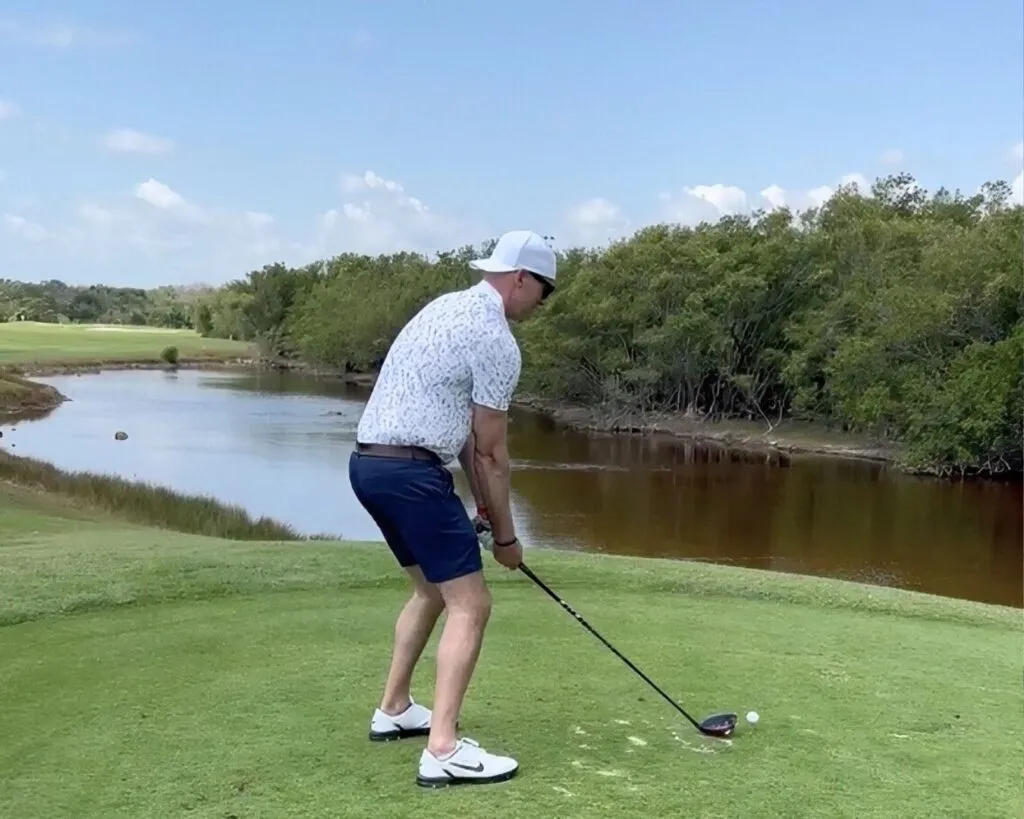 Me about to drive that ball right into the jungle on the 27 hole Jack Nicholas Signature course.