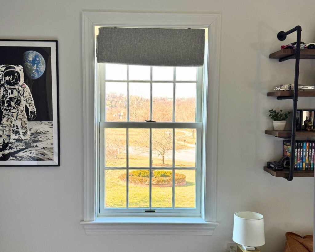 Tristan's new windows with cordless roman shades