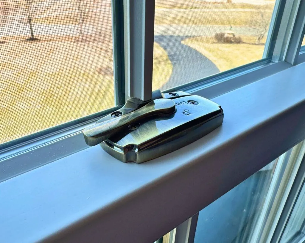The antique brass hardware on the new windows is stunning!
