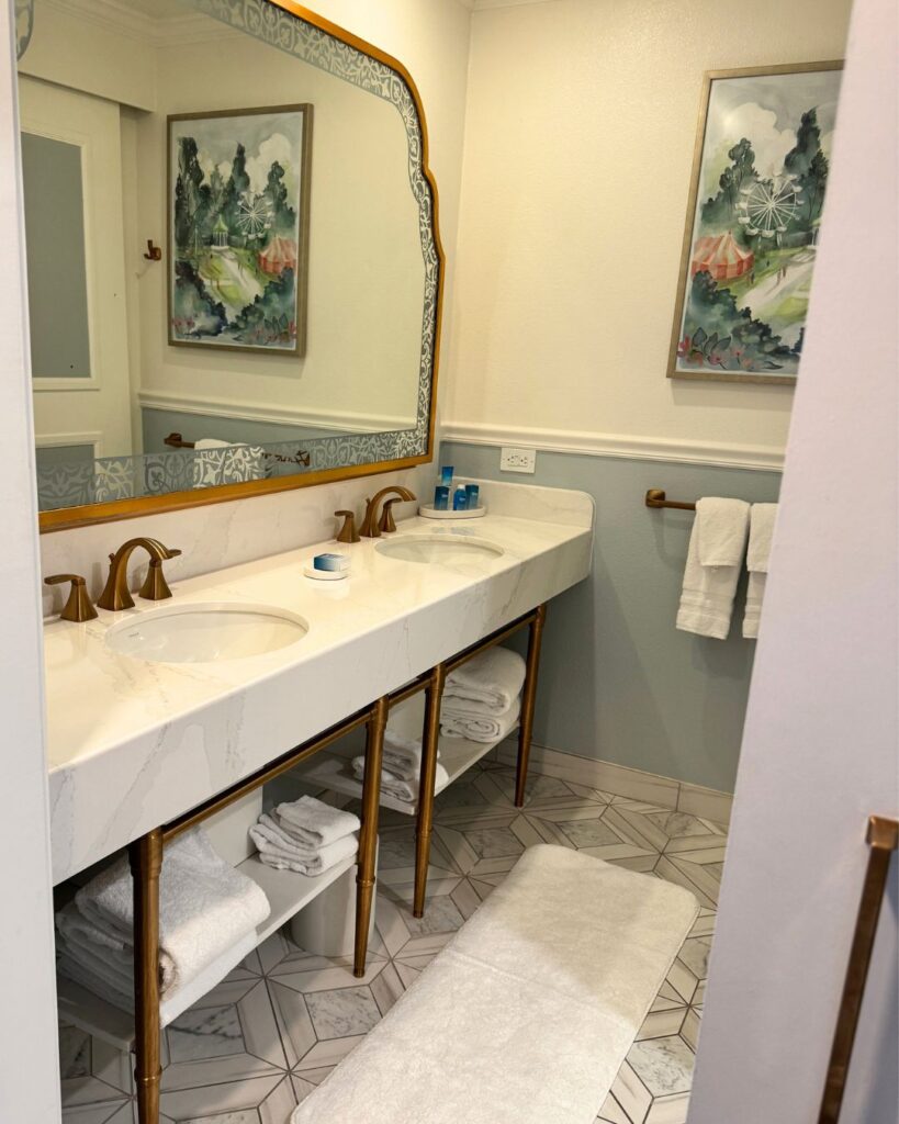Our bathroom in our Grand Floridian hotel room.