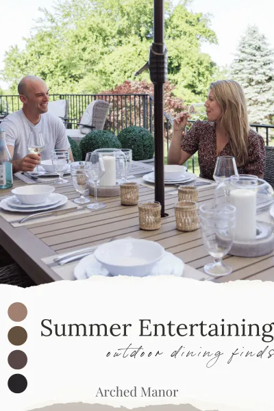 pin for later, pin this post for later, the best outdoor dining finds for summer entertaining