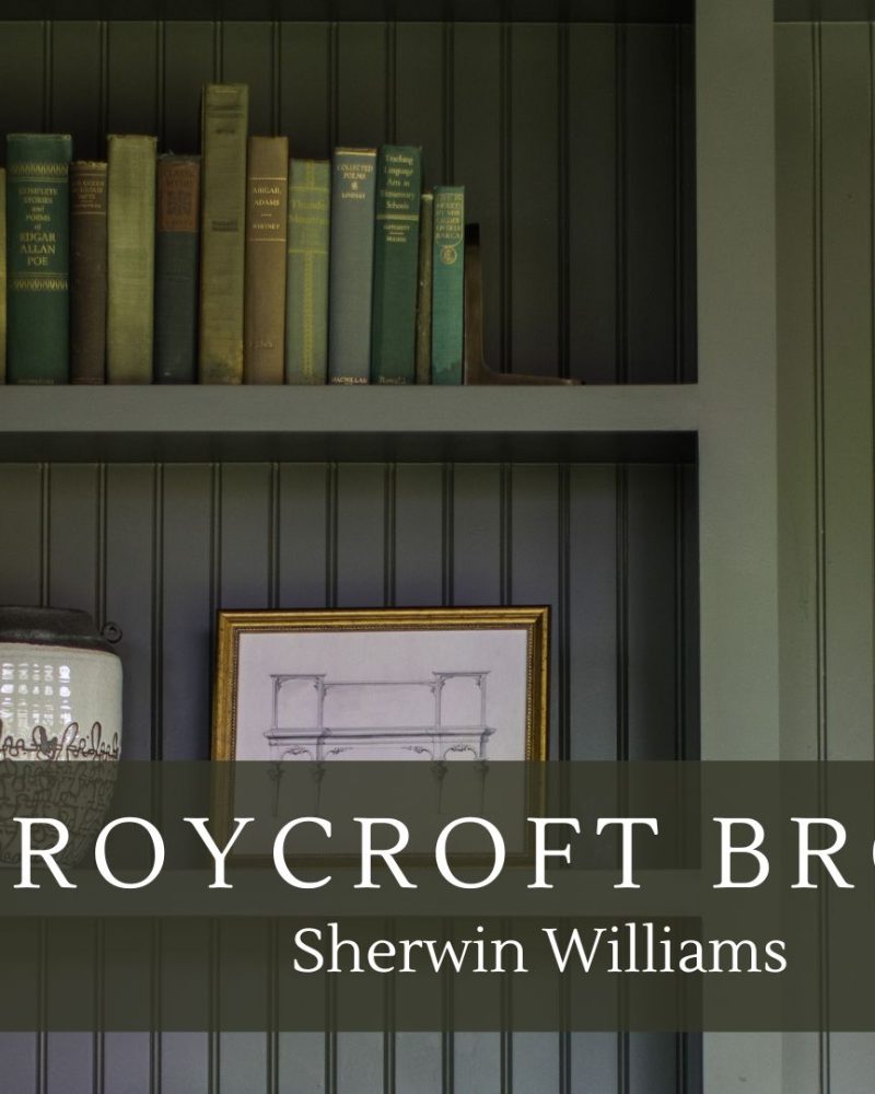 Roycroft Bronze Green Paint Color in The Arched Manor Home Office